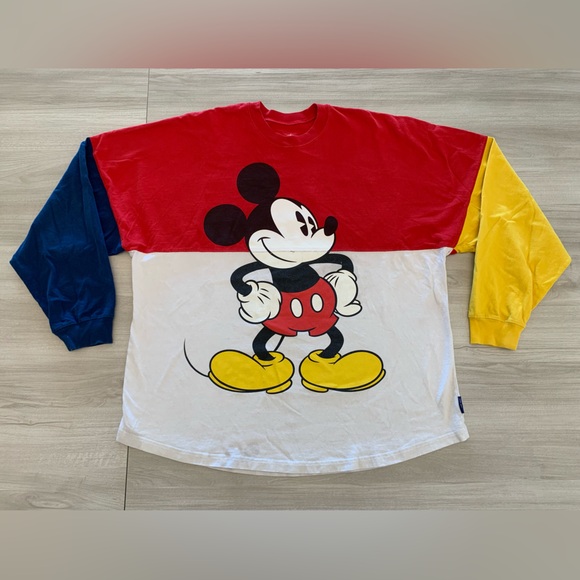 Mickey Mouse Color Block Disney Spirit Jersey Sz XL Long Sleeve 100% Cotton - Picture 1 of 8